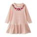 Fattazi Girls And Toddler s Long Sleeve Dress Flower Appliques A Line Flared Skater Dress Cotton Dress Outfit