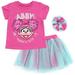 Sesame Street Abby Cadabby Infant Baby Girls T-Shirt Tulle Mesh Skirt and Scrunchie 3 Piece Outfit Purple / Blue 24 Months