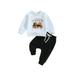 Sunisery 2Pcs Baby Boys Halloween Pumpkin Print Sweatshirt Tops Drawstring Jogger Pants