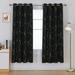 Deconovo Gold Wave Foil Printed Blackout Curtains Room Darkening Curtain Grommet Thermal Insulated Window Drapes for Children Room 52W x 63L inch Set of 2 Panels Black