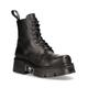 New Rock Unisex Black Leather Military Biker Boots- M-NEWMILI083-S19 - Size EU 45