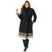 Plus Size Women's Tie-Front Shawl Wool Coat by Jessica London in Black Houndstooth Stripe (Size 24 W)