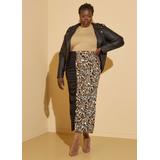 Plus Size Animal Print Ruched Skirt