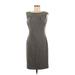 Calvin Klein Casual Dress - Sheath High Neck Sleeveless: Gray Solid Dresses - Women's Size 6