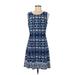 AB Studio Casual Dress - Mini Scoop Neck Sleeveless: Blue Dresses - Women's Size Medium