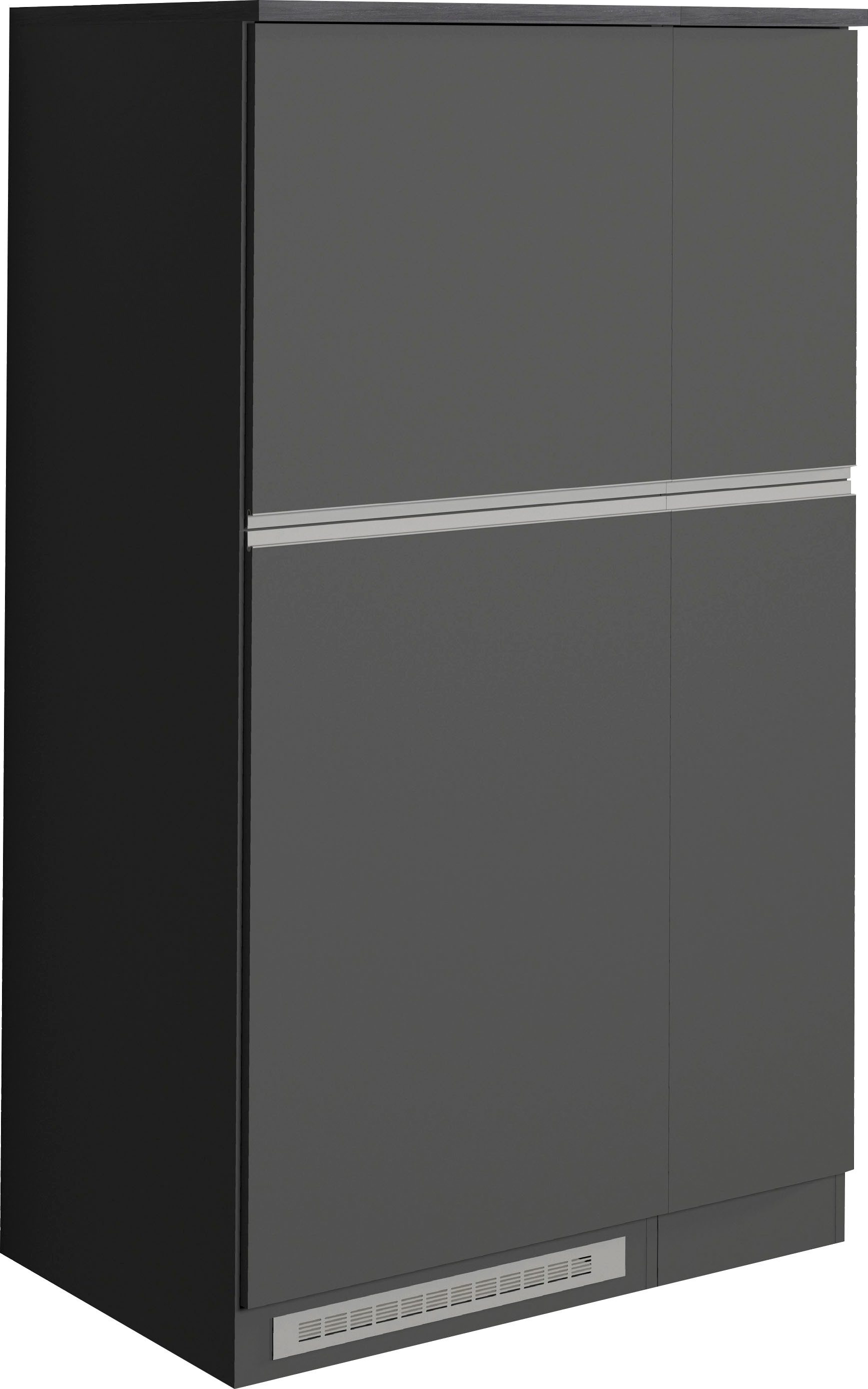 Küche KOCHSTATION "KS-Sole Küchenschrank-Set", grau (küche: grau, front: anthrazit, korpus: anthrazit matt, arbeitsplatte: schieferfarben), B:90cm H:165cm T:60cm, Komplettküchen-Sets, Küchenzeile, Breite 90 cm,Umbau-und Apothekerschrank im Set