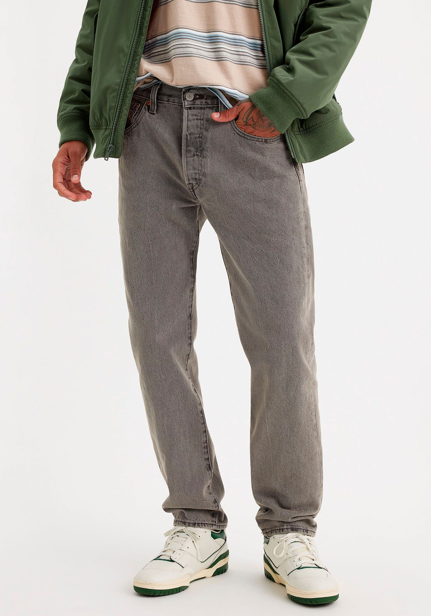 Straight-Jeans LEVI'S "501 LEVI'S ORIGINAL", Herren, Gr. 29, Länge 32, grau (walk down), Denim/Jeans, Obermaterial: 100% Baumwolle, normal lang, Jeans Straight-Jeans, mit Markenlabel, Topseller