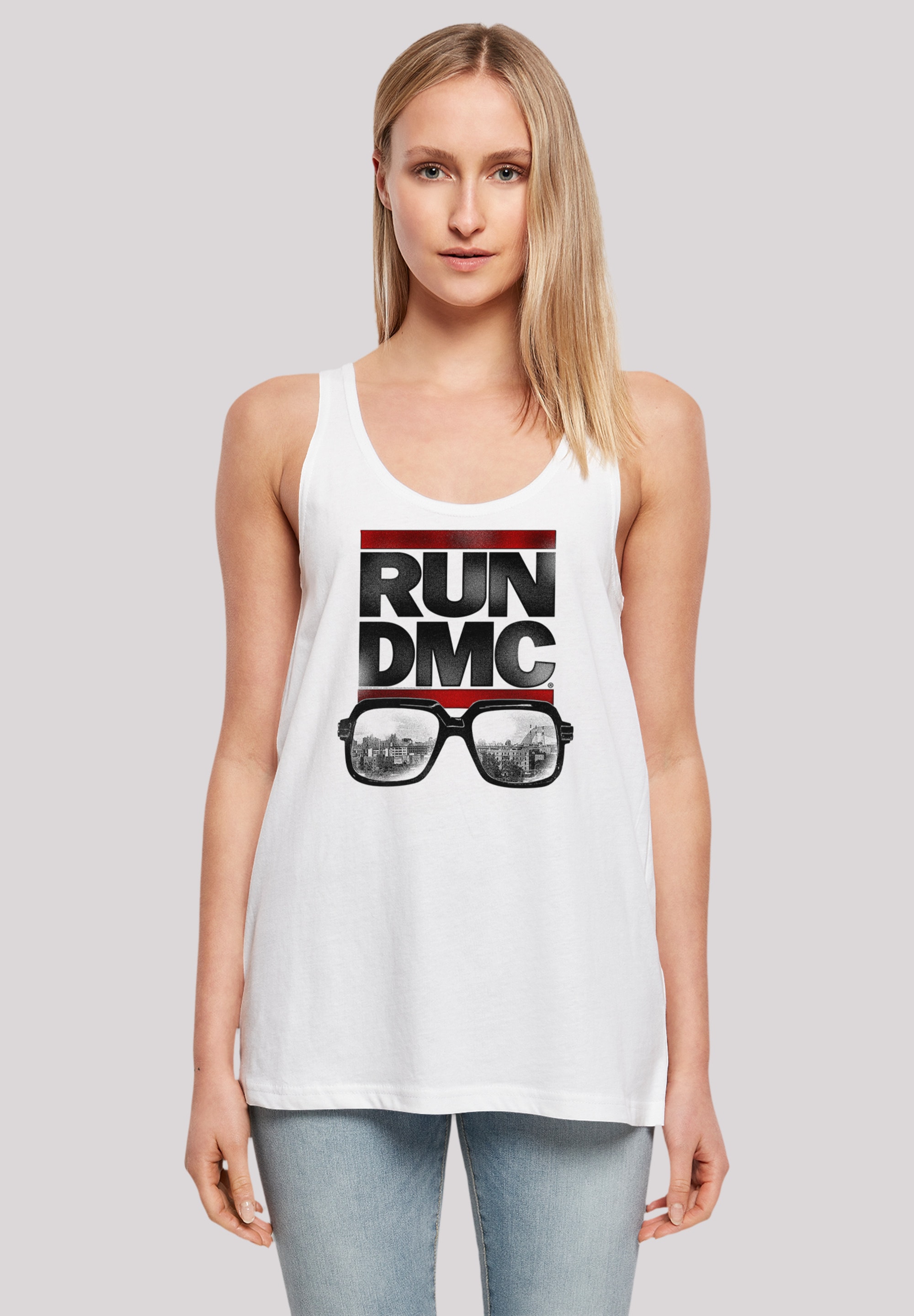 T-Shirt F4NT4STIC "Run DMC Hip-Hop Music Band NYC", Damen, Gr. 4XL, weiß, Obermaterial: 100% Baumwolle, regular fit, Rundhals, ohne Bündchen, Shirts T-Shirt, Musik,Band,Logo
