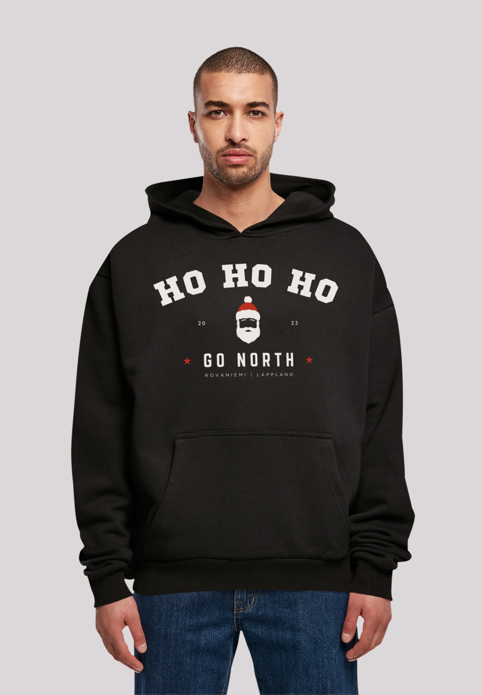 Kapuzenpullover F4NT4STIC "Ho Ho Ho Santa Claus Weihnachten", Herren, Gr. S, schwarz, Obermaterial: 100% Baumwolle, oversize, Pullover, Weihnachten, Geschenk, Logo Image