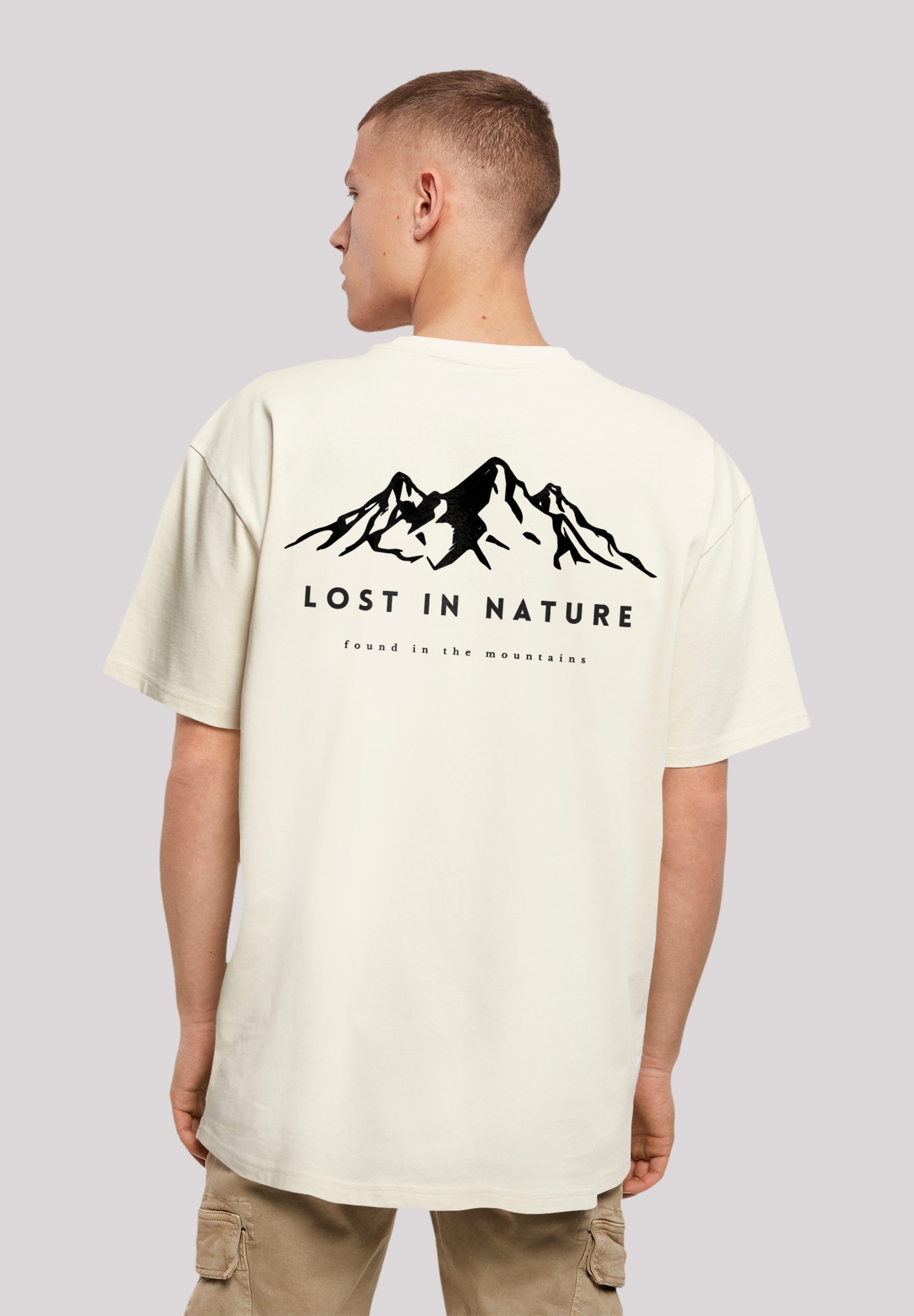 T-Shirt F4NT4STIC "Lost in nature", Herren, Gr. S, beige (sand), Obermaterial: 100% Baumwolle, Casual, oversize, Rundhals, ohne Bündchen, Shirts, Print Image