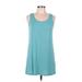 Logo Layers Casual Dress - Mini Scoop Neck Sleeveless: Teal Print Dresses - Women's Size Medium