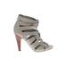 Nine West Heels: Gray Solid Shoes - Women's Size 7 - Open Toe