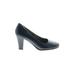 Aerosoles Heels: Pumps Chunky Heel Work Blue Solid Shoes - Women's Size 6 1/2 - Almond Toe