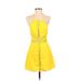 NBD Casual Dress - A-Line Halter Sleeveless: Yellow Print Dresses - Women's Size X-Small