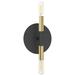 Wand 8.5" High 2 Light Matte Black & Aged Brass Wall Sconce