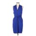 CATHERINE Catherine Malandrino Casual Dress - Sheath V Neck Sleeveless: Blue Print Dresses - Women's Size Medium