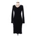 Planet Gold Casual Dress - Sheath V Neck Long sleeves: Black Print Dresses - Women's Size Medium