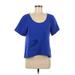 Central Park West Short Sleeve Blouse: Blue Tops - Women's Size Medium