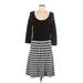 Tahari Casual Dress - A-Line Scoop Neck 3/4 sleeves: Black Color Block Dresses - Women's Size Large