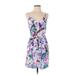 Amanda Uprichard Casual Dress - Mini V Neck Sleeveless: Purple Floral Dresses - Women's Size P