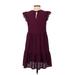 Ann Taylor Casual Dress - A-Line: Burgundy Print Dresses - Women's Size X-Small Petite