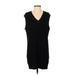 Adika Casual Dress - Shift V Neck Short sleeves: Black Print Dresses - Women's Size X-Small