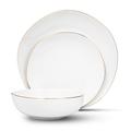 Godinger Silver Art Co Andover Black 12 Piece Gold Rim Dinnerware Set, Service For 4 Porcelain/Ceramic in White | Wayfair 87476