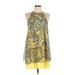 Fresh Tart Casual Dress - A-Line High Neck Sleeveless: Yellow Tropical Dresses - Women's Size Large