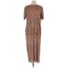 Zara W&B Collection Casual Dress - Midi Crew Neck Short sleeves: Brown Leopard Print Dresses - Women's Size Medium