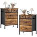 Hokku Designs Kerolos Nightstand, Small Dresser End Table w/ 4 Fabric Drawer for Bedroom Wood Top, Rustic Brown Wood/Metal in Black | Wayfair