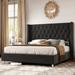 Lark Manor™ Ariste Upholstered Wingback Bed Upholstered, Rubber in Black | 50.1 H x 85.1 W x 81.8 D in | Wayfair F8A0C1A815814550BE6DBAFC112F3CFF