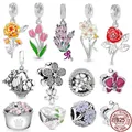 Blooming Tulip Rose & Narcissus Flower Pendant ciondola Charm Beads Fit Original Pandora bracciale