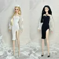 Set di abbigliamento/vestito sottile nero + manica lunga bianca/30cm vestiti per bambole vestito