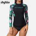 Anfilia donna manica lunga Rash Guard camicie costumi da bagno Rash Guard Top Surf Top stampa