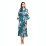 Kimono da donna in raso di seta Robes Long Sleepwear vestaglia floreale pavone stampato modello
