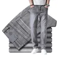 Cotton Stretch Jeans Business Casual Men's Thin Denim Jeans Grey Spring Summer Brand New Fit