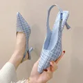 Designer di marca Slingbacks tacchi alti décolleté donna blu scarpe da festa a punta per donna 2023