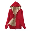 Cappotto in pile caldo con cappuccio da donna tasche Cardigan con cerniera giacca con coulisse felpe