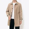 Primavera autunno uomo cappotto lungo giacca a vento Casual Design allentato tinta unita Trench uomo