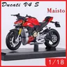 Maisto 1:18 Ducati Super bare V4 S Red Diecast Model Bike Motorcycle