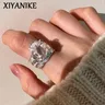 XIYANIKE Ice Cracked Crystal Cuff Finger Rings per le donne Girl Punk Fashion New Jewelry Friend