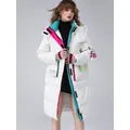 Abbigliamento invernale cappotto impermeabile lucido donna lungo 90% piumino d'anatra bianco