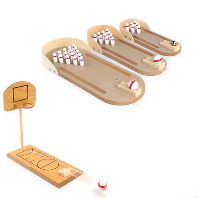 Mini gioco da tavolo in legno Bowling sport giocattoli per bambini bambini adulti gioco da tavolo da