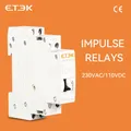 Relè di impulso ETEK Relè di controllo automatico a scatto bimpostabile per uso domestico per illuminazione 1P 2P 16A 1NO 2NO Bobina 230V AC 110V DC EKLR