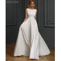 Abiti da sposa semplici in raso bianco abiti da sposa 2022 A Line scollo A V abito da sposa Boho