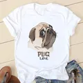 T-shirt da donna Dig Face Pug 2022 abbigliamento moda donna manica corta vestiti da cartone animato