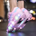 Ragazzi e ragazze pattini a rotelle ruote di traino scarpe luce incandescente LED bambini moda Sport