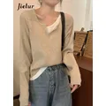 Jielur Fake Two autunno New Casual Cardigan donna contrasto colore dolce donna Street Cardigan