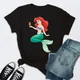 Moda la sirenetta Ariel principessa abbigliamento donna maglietta nera Femme Casual vestiti estivi