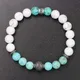 Bracciale elastico in pietra naturale con turchesi bianchi blu da 8 mm Braccialetti e braccialetti con perline in acciaio inossidabile Gioielli per uomo Donna